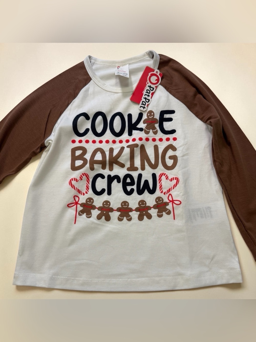 PatPat White & Brown 'Cookie Baking Crew' Long Sleeve Tee
